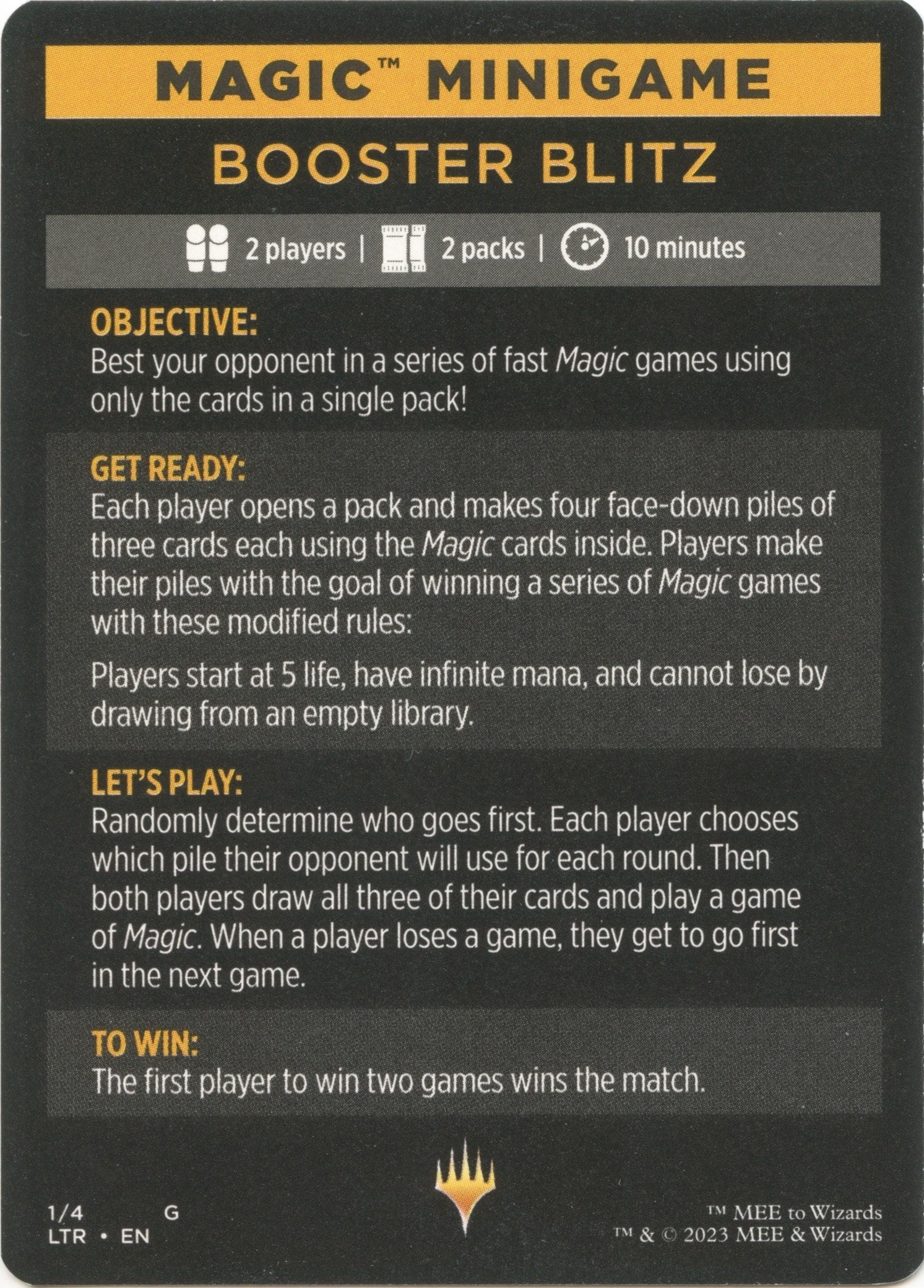 Booster Blitz (Magic Minigame) [The Lord of the Rings: Tales of Middle-Earth Minigame] | Exor Games Truro