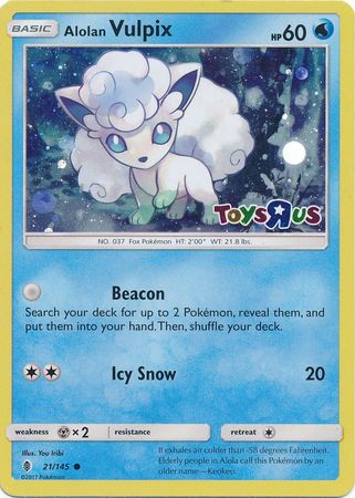 Alolan Vulpix (21/145) (Toys R Us Promo) [Sun & Moon: Guardians Rising] | Exor Games Truro