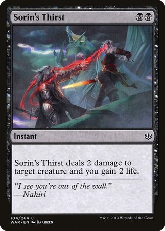 Sorin's Thirst [War of the Spark] | Exor Games Truro