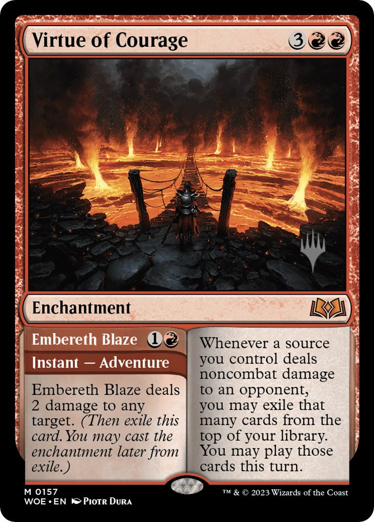 Virtue of Courage //Embereth Blaze (Promo Pack) [Wilds of Eldraine Promos] | Exor Games Truro