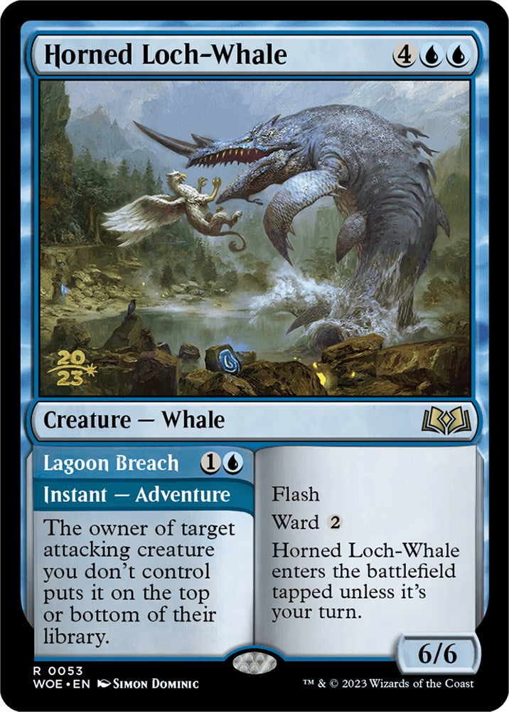 Horned Loch-Whale // Lagoon Breach (Promo Pack) [Wilds of Eldraine Promos] | Exor Games Truro