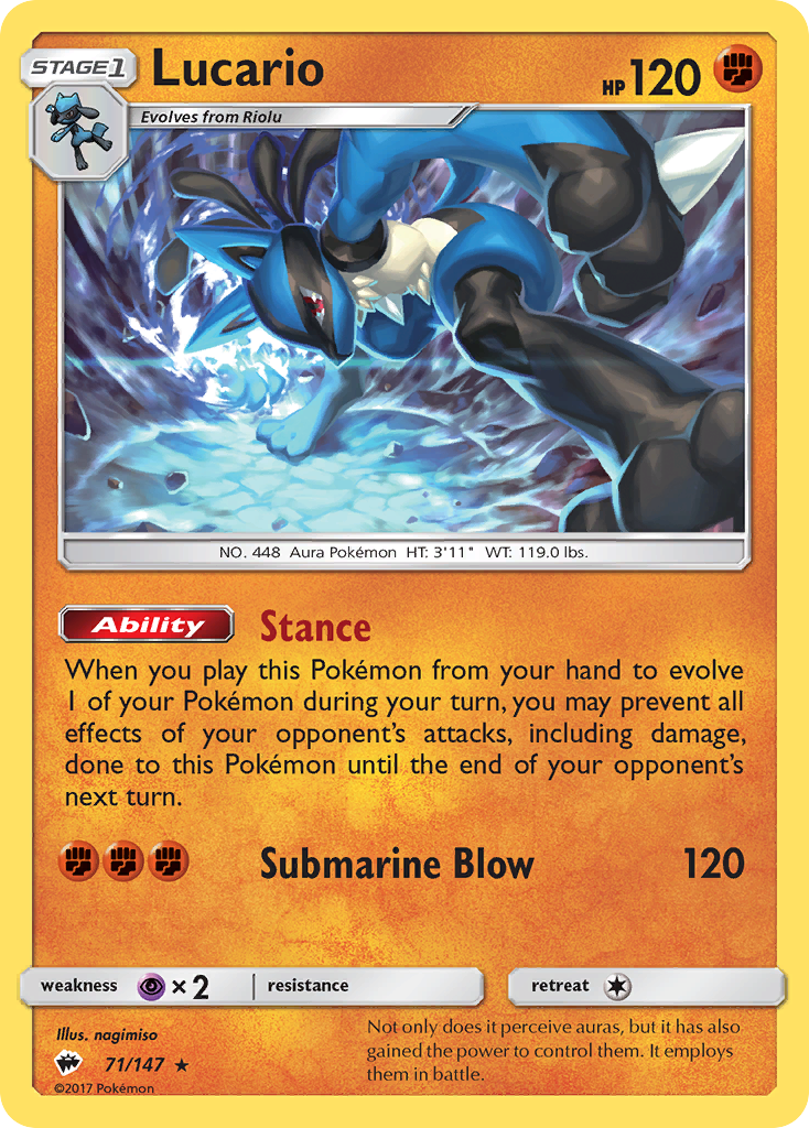 Lucario (71/147) [Sun & Moon: Burning Shadows] | Exor Games Truro