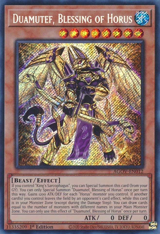 Duamutef, Blessing of Horus [AGOV-EN012] Secret Rare | Exor Games Truro