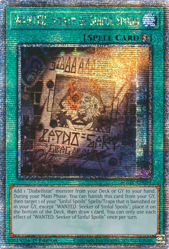 WANTED: Seeker of Sinful Spoils (Quarter Century Secret Rare) [AGOV-EN054] Quarter Century Secret Rare | Exor Games Truro