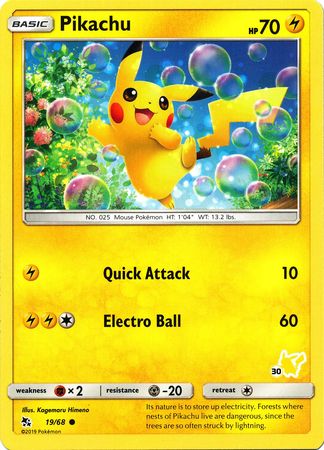 Pikachu (19/68) (Pikachu Stamp #30) [Battle Academy 2020] | Exor Games Truro