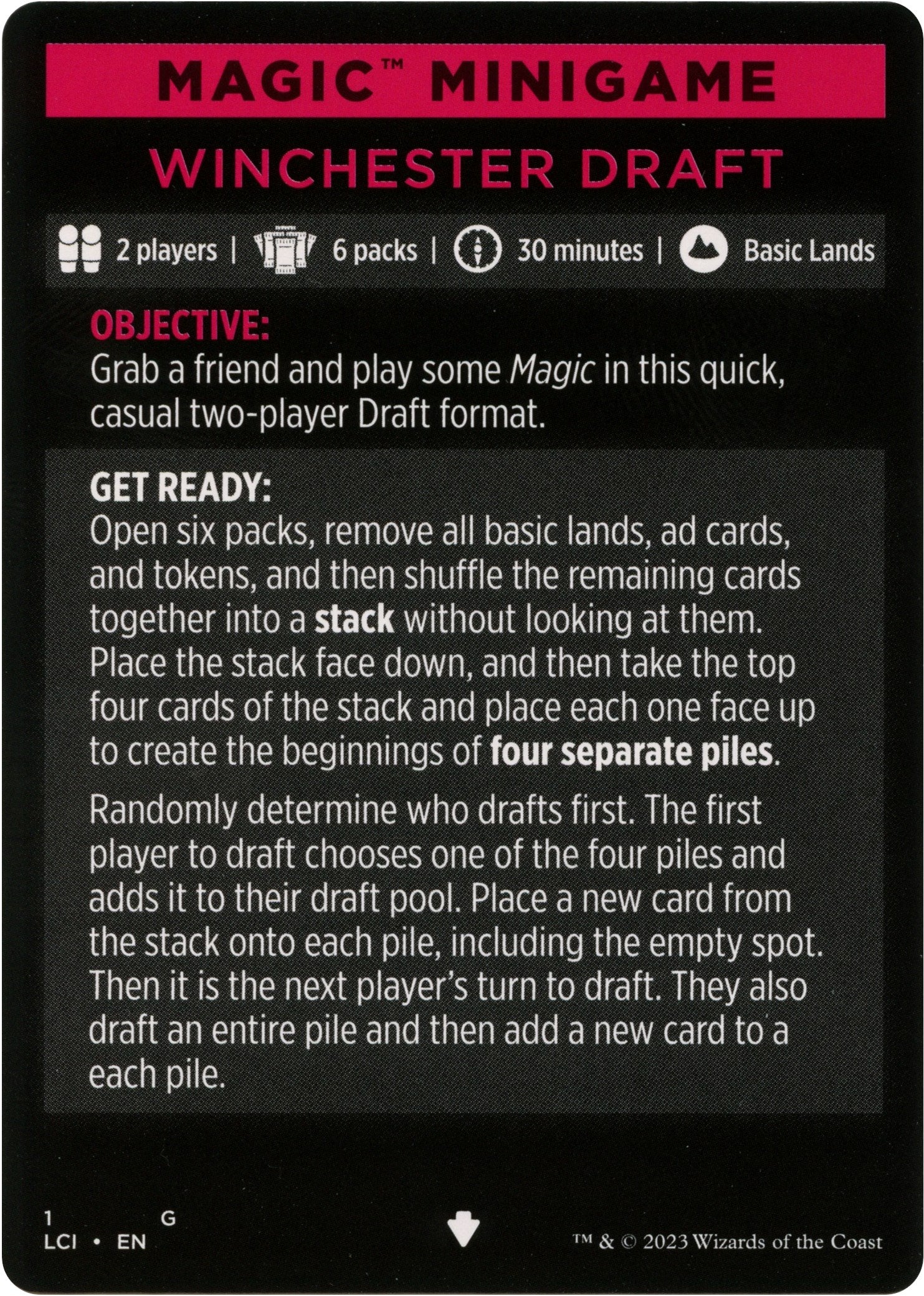 Winchester Draft (Magic Minigame) [The Lost Caverns of Ixalan Minigame] | Exor Games Truro