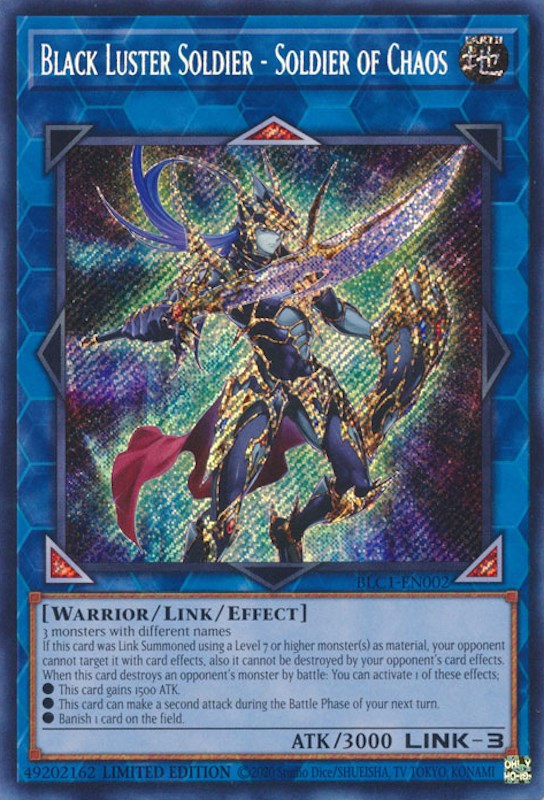 Black Luster Soldier - Soldier of Chaos [BLC1-EN002] Secret Rare | Exor Games Truro