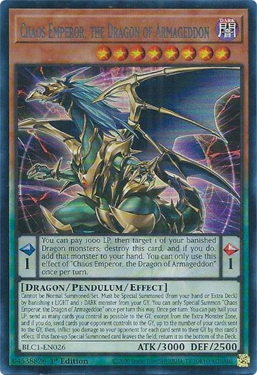 Chaos Emperor, the Dragon of Armageddon (Silver) [BLC1-EN026] Ultra Rare | Exor Games Truro