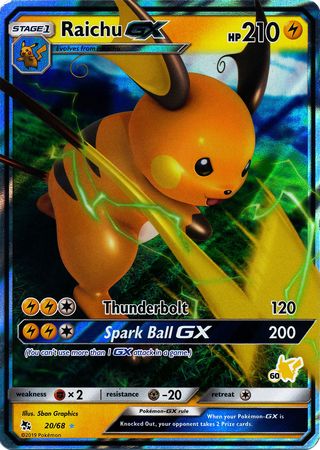 Raichu GX (20/68) (Pikachu Stamp #60) [Battle Academy 2020] | Exor Games Truro