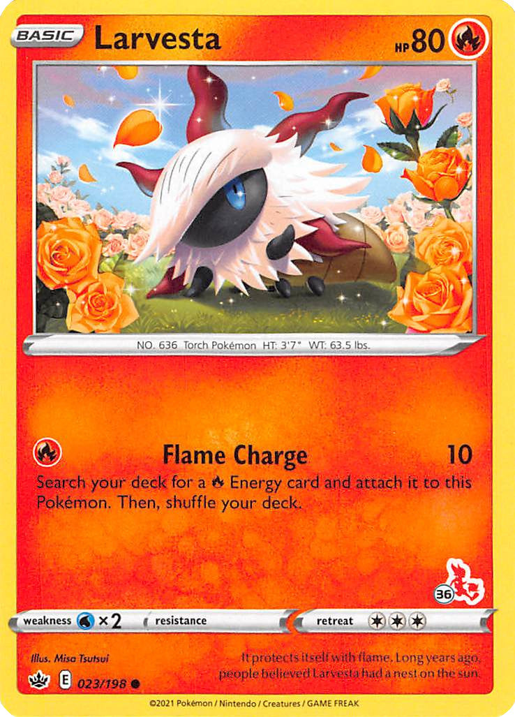 Larvesta (23/198) (Cinderace Stamp #36) [Battle Academy 2022] | Exor Games Truro
