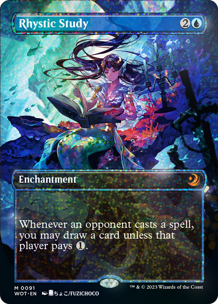Rhystic Study (Anime Borderless) (Confetti Foil) [Wilds of Eldraine: Enchanting Tales] | Exor Games Truro