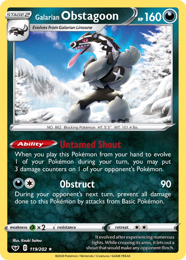 Galarian Obstagoon (119/202) (Theme Deck Exclusive) [Sword & Shield: Base Set] | Exor Games Truro