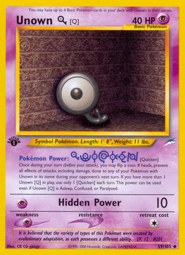 Unown [Q] (59/105) [Neo Destiny 1st Edition] | Exor Games Truro