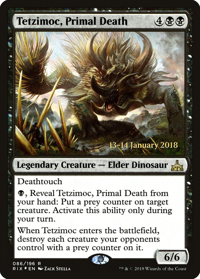 Tetzimoc, Primal Death [Rivals of Ixalan Prerelease Promos] | Exor Games Truro