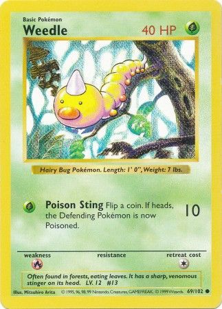 Weedle (69/102) [Base Set Shadowless Unlimited] | Exor Games Truro