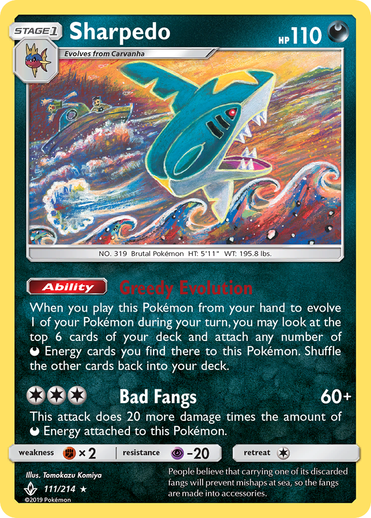 Sharpedo (111/214) [Sun & Moon: Unbroken Bonds] | Exor Games Truro