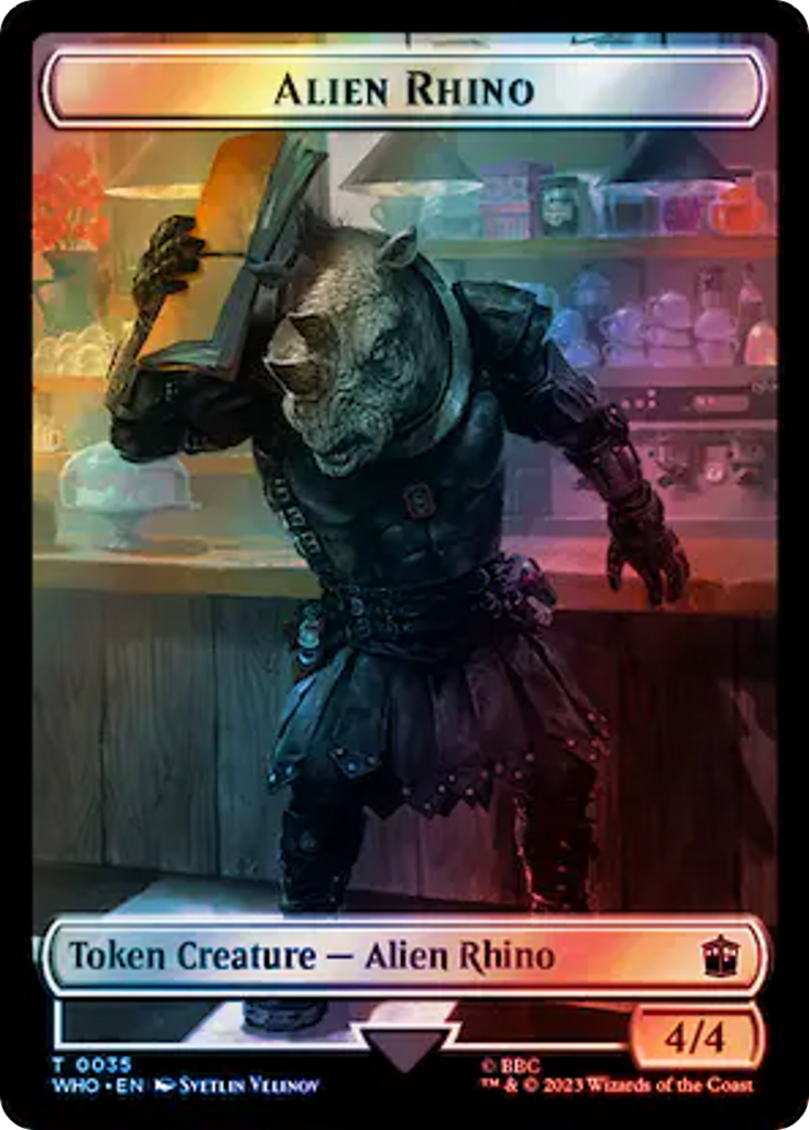 Alien Rhino // Beast Double-Sided Token (Surge Foil) [Doctor Who Tokens] | Exor Games Truro