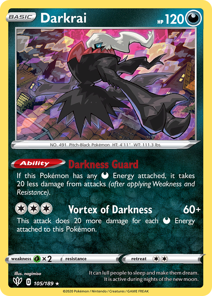 Darkrai (105/189) [Sword & Shield: Darkness Ablaze] | Exor Games Truro