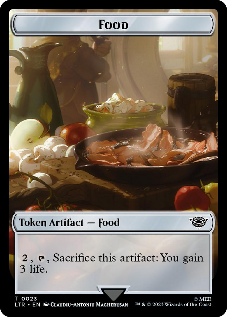 Treasure // Food (0023) Double-Sided Token (Surge Foil) [The Lord of the Rings: Tales of Middle-Earth Tokens] | Exor Games Truro