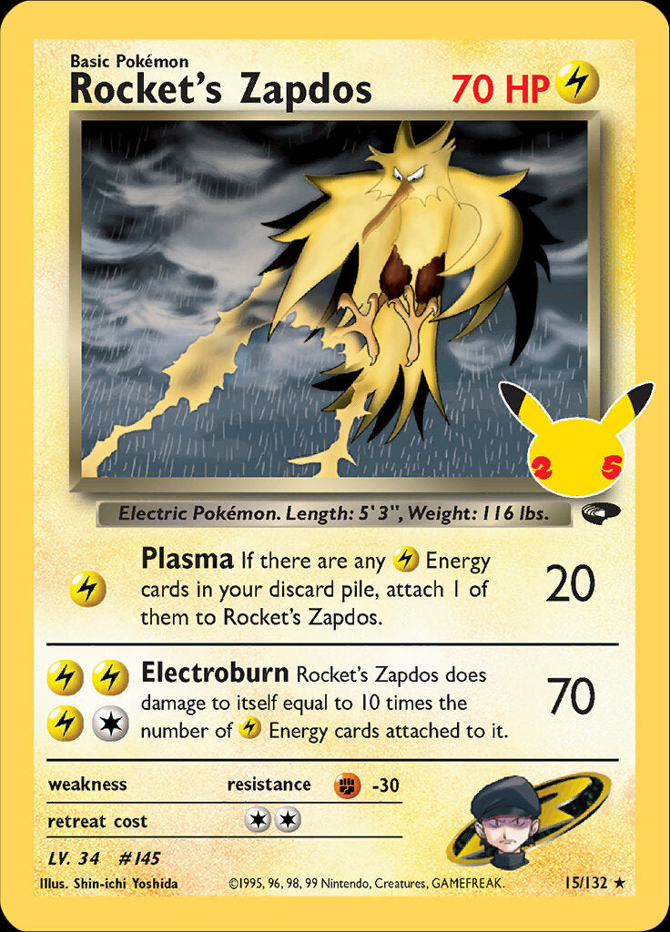 Rocket's Zapdos (15/132) [Celebrations: 25th Anniversary - Classic Collection] | Exor Games Truro