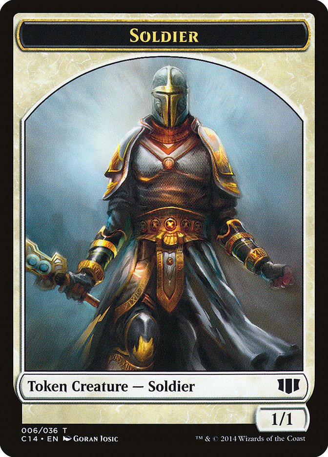 Soldier // Spirit Double-sided Token [Commander 2014 Tokens] | Exor Games Truro