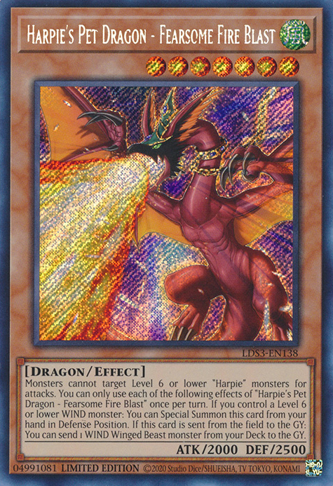 Harpie's Pet Dragon - Fearsome Fire Blast [LDS3-EN138] Secret Rare | Exor Games Truro