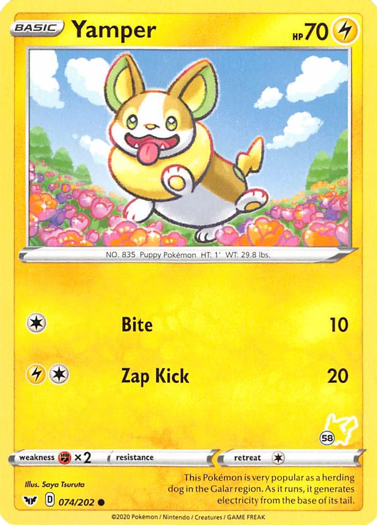 Yamper (074/202) (Pikachu Stamp #58) [Battle Academy 2022] | Exor Games Truro