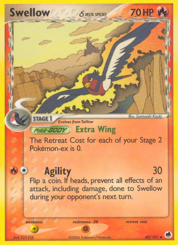 Swellow (40/101) (Delta Species) [EX: Dragon Frontiers] | Exor Games Truro