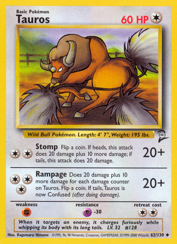 Tauros (62/130) [Base Set 2] | Exor Games Truro