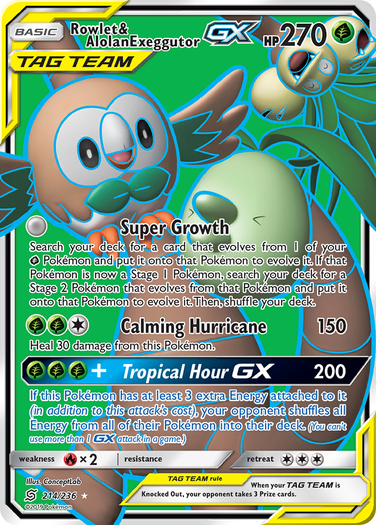 Rowlet & Alolan Exeggutor GX (214/236) [Sun & Moon: Unified Minds] | Exor Games Truro