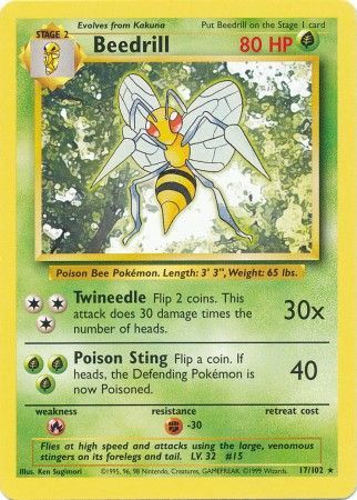 Beedrill (17/102) [Base Set Unlimited] | Exor Games Truro