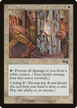 Rune of Protection: White [Urza's Saga] | Exor Games Truro