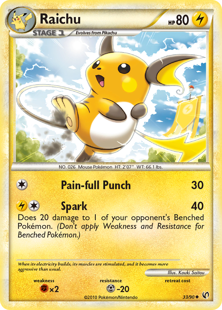 Raichu (33/90) [HeartGold & SoulSilver: Undaunted] | Exor Games Truro