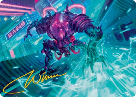 Surgehacker Mech Art Card (Gold-Stamped Signature) [Kamigawa: Neon Dynasty Art Series] | Exor Games Truro