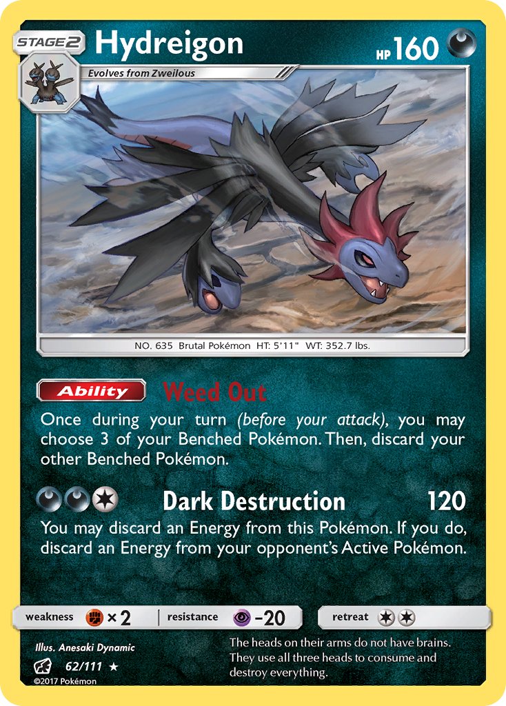 Hydreigon (62/111) (Cracked Ice Holo) (Theme Deck Exclusive) [Sun & Moon: Crimson Invasion] | Exor Games Truro