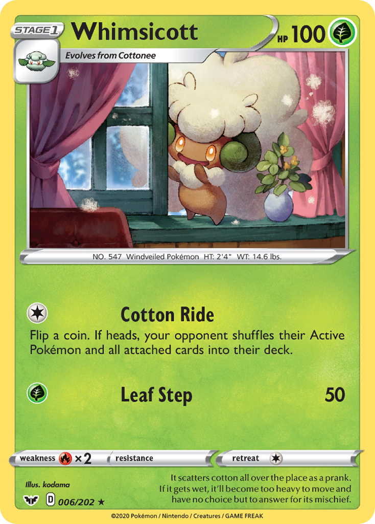 Whimsicott (006/202) [Sword & Shield: Base Set] | Exor Games Truro