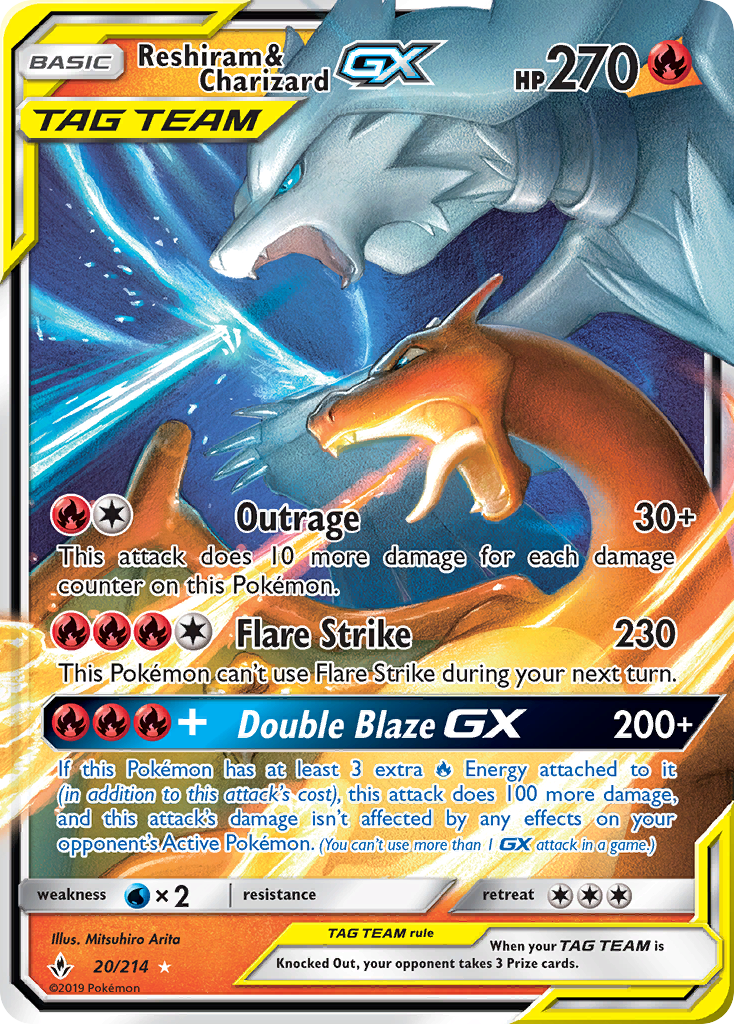 Reshiram & Charizard GX (20/214) [Sun & Moon: Unbroken Bonds] | Exor Games Truro