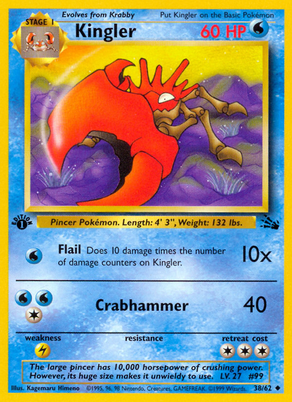 Kingler (38/62) [Fossil 1st Edition] | Exor Games Truro
