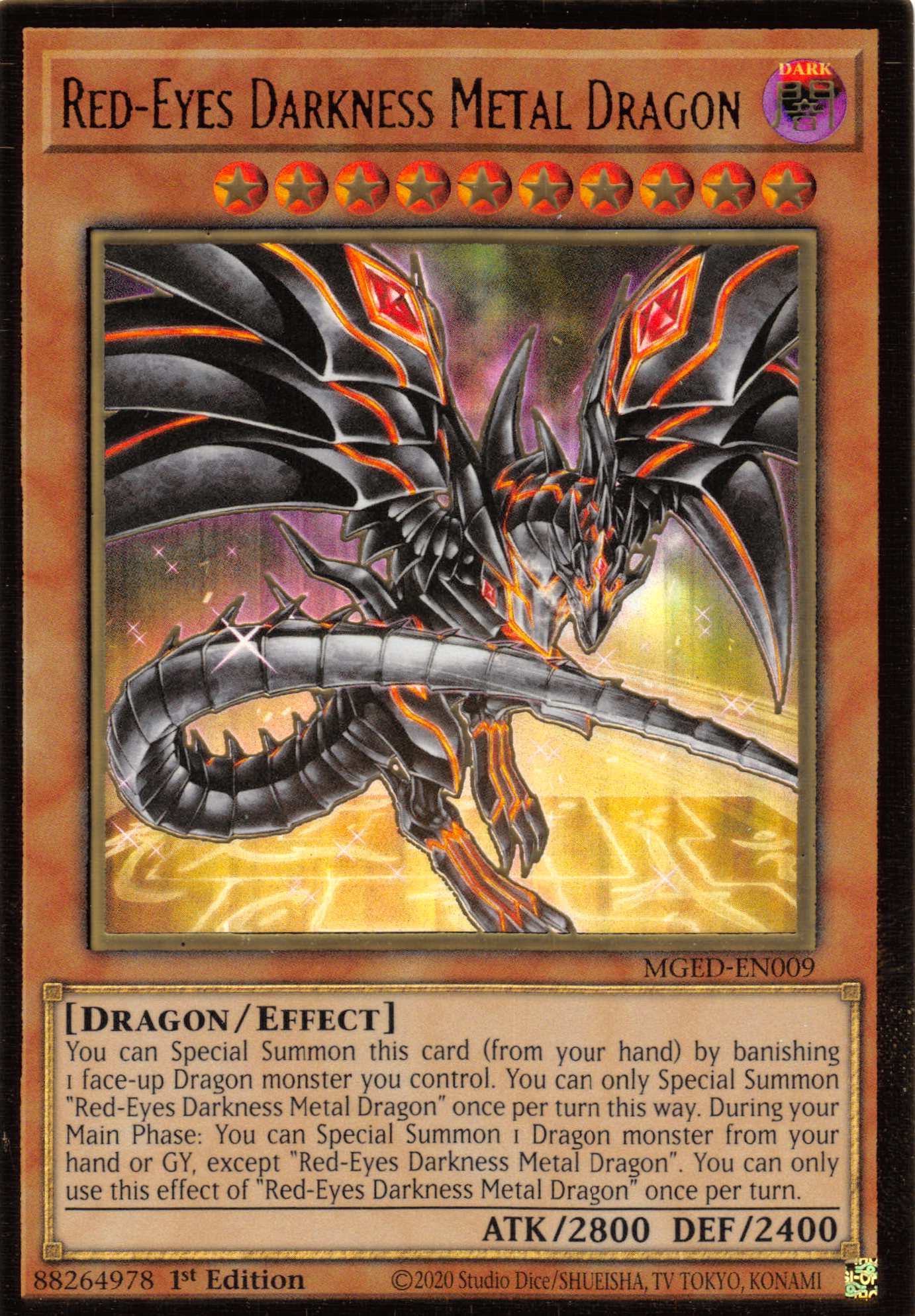 Red-Eyes Darkness Metal Dragon (Alternate Art) [MGED-EN009] Gold Rare | Exor Games Truro