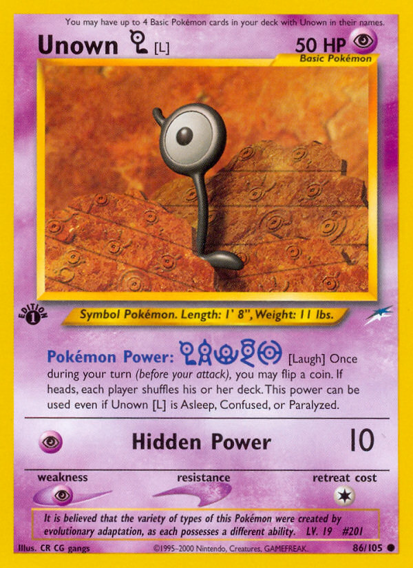 Unown [L] (86/105) [Neo Destiny 1st Edition] | Exor Games Truro