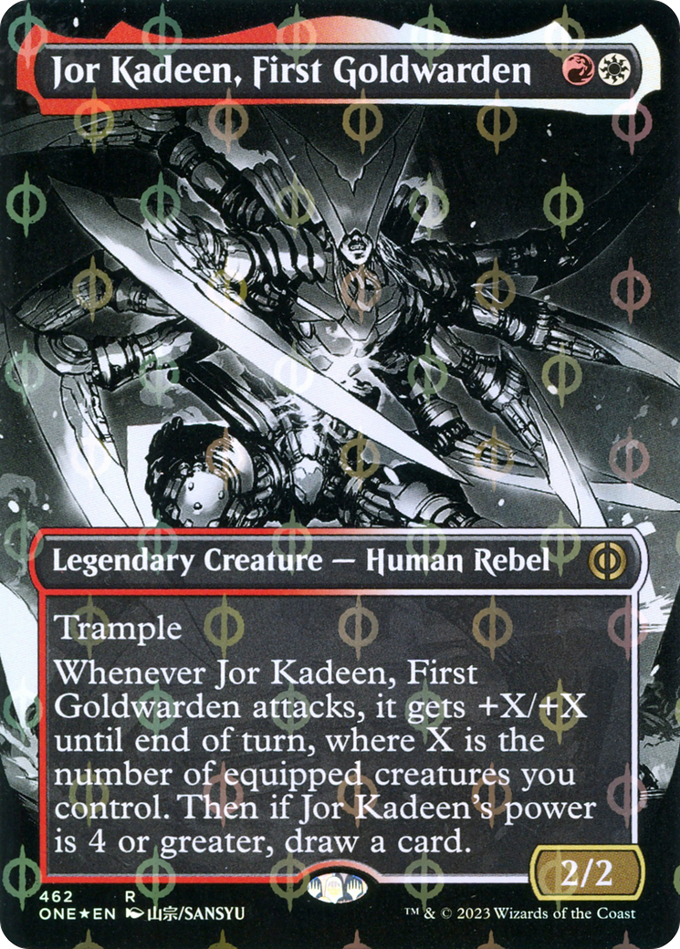 Jor Kadeen, First Goldwarden (Borderless Manga Step-and-Compleat Foil) [Phyrexia: All Will Be One] | Exor Games Truro