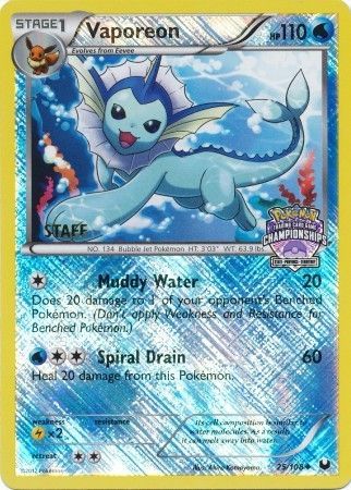 Vaporeon (25/108) (State Province Championship 2013 Promo Staff) [Black & White: Dark Explorers] | Exor Games Truro