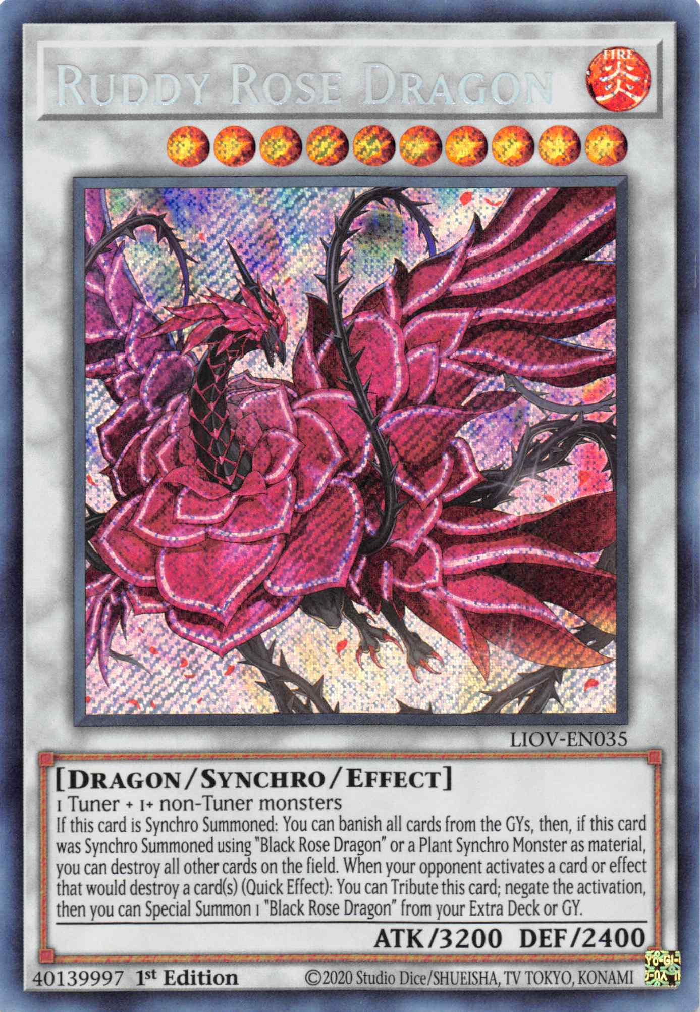 Ruddy Rose Dragon [LIOV-EN035] Secret Rare | Exor Games Truro