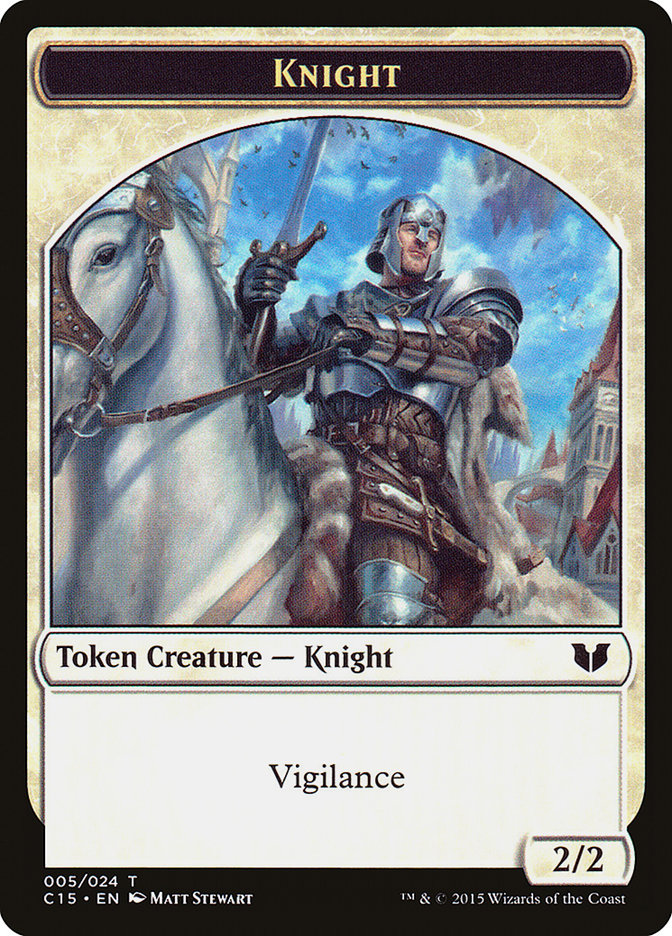 Gold // Knight (005) Double-Sided Token [Commander 2015 Tokens] | Exor Games Truro