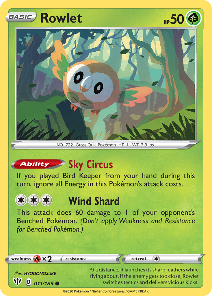 Rowlet (011/189) [Sword & Shield: Darkness Ablaze] | Exor Games Truro