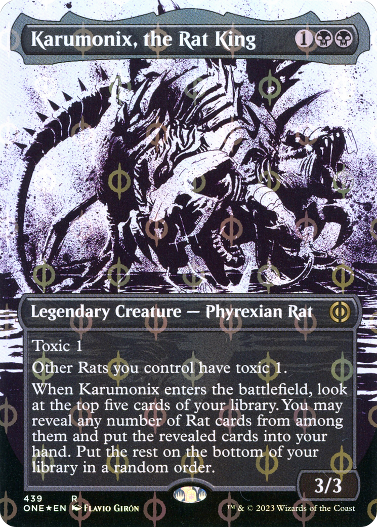 Karumonix, the Rat King (Borderless Ichor Step-and-Compleat Foil) [Phyrexia: All Will Be One] | Exor Games Truro