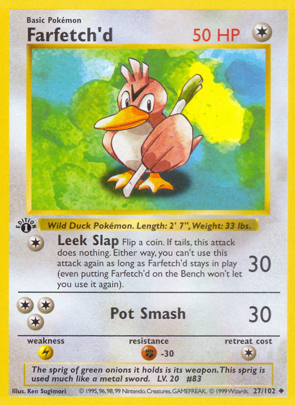 Farfetch'd (27/102) (Shadowless) [Base Set 1st Edition] | Exor Games Truro