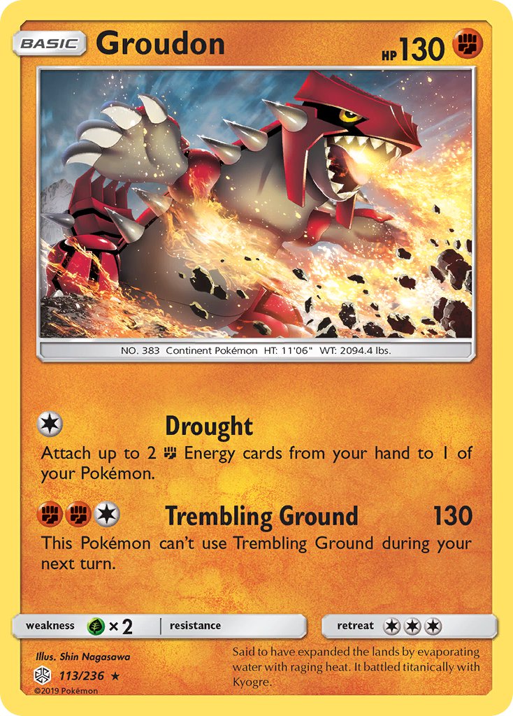 Groudon (113/236) (Cracked Ice Holo) (Theme Deck Exclusive) [Sun & Moon: Cosmic Eclipse] | Exor Games Truro