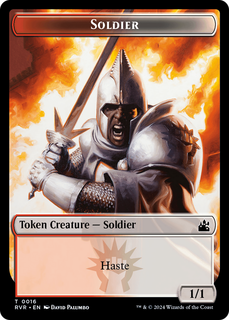 Elf Knight // Soldier Double-Sided Token [Ravnica Remastered Tokens] | Exor Games Truro