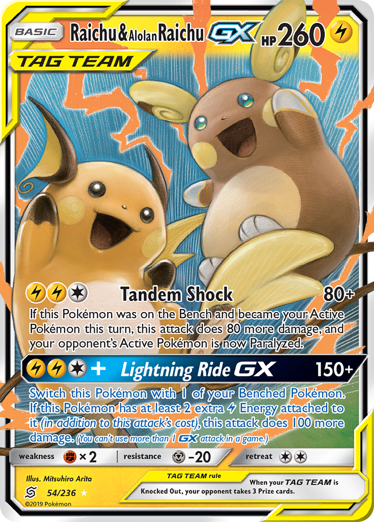 Raichu & Alolan Raichu GX (54/236) [Sun & Moon: Unified Minds] | Exor Games Truro